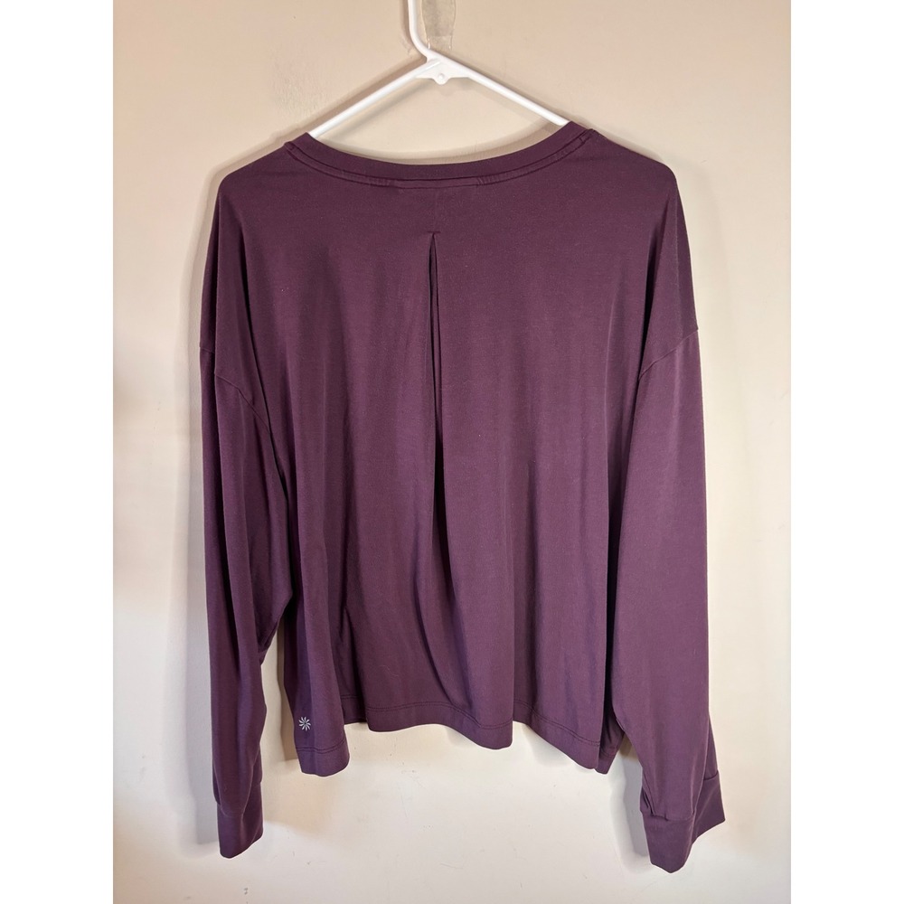 Athleta Purist Tee Long Sleeve Dark Purple Plum Relaxed Fit XL 466495-01 - Picture 5 of 8